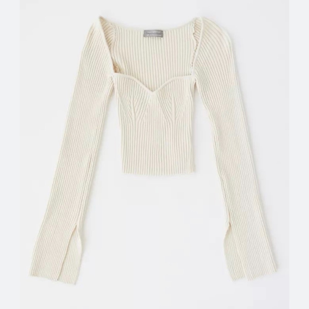 UO Juliet Portrait Neck Sweater Cream